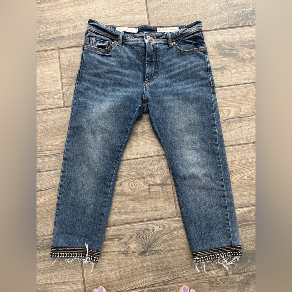 Anthropology Pilcro and the Letterpress Mid Blue Cropped Jeans